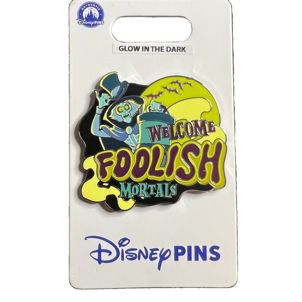 Disney Pins Haunted Mansion Welcome Foolish Mortals Glow in the Dark Pin